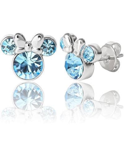 Disney Minnie Mouse Birthstone Stud Earrings - Blue