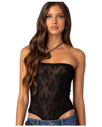 Edikted Alina Sheer Lace Bodysuit - White