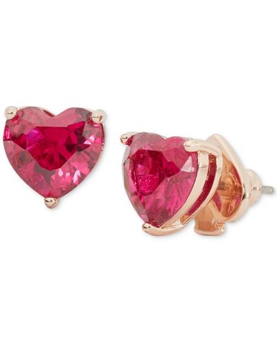 Kate Spade Gold-tone Stone Heart Stud Earrings - Red