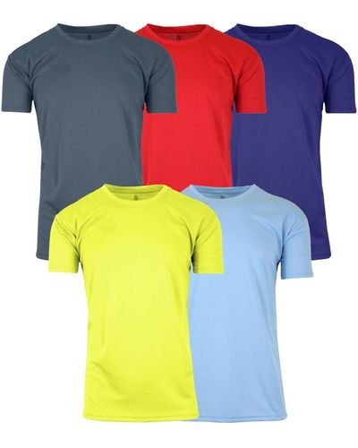 Galaxy By Harvic Short Sleeve Moisture-wicking Quick Dry Performance Crew Neck Tee -5 Pack - Orange