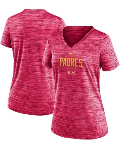 Nike San Diego Padres City Connect Velocity Practice Performance V-neck T-shirt - Red