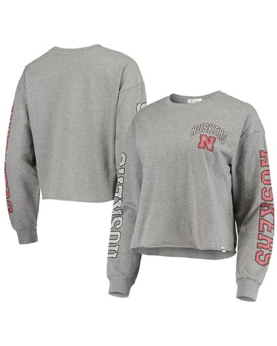 '47 Heathered Gray Nebraska Huskers Ultra Max Parkway Long Sleeve Cropped T-shirt