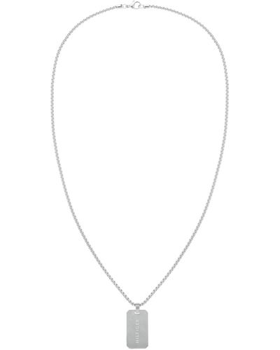 Tommy Hilfiger Stainless Steel Dog Tag Pendant Necklace - White