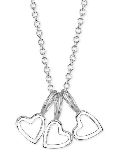 Sarah Chloe Triple Heart Charms Pendant Necklace - Metallic