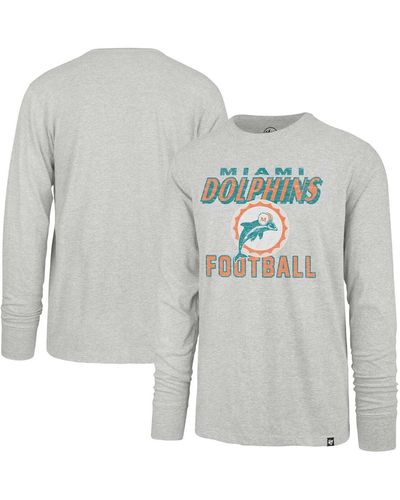 '47 Distressed Miami Dolphins Dozer Franklin Throwback Long Sleeve T-shirt - Gray