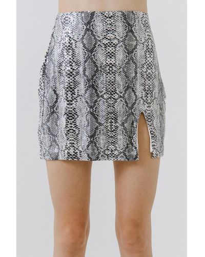 Endless Rose Front Slit Python Skirt - Gray