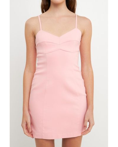 Endless Rose Stretch Fabric Fitted Mini Dress - Pink