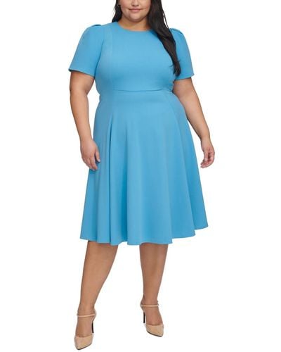 Calvin Klein Plus Size Short-sleeve Midi Dress - Blue