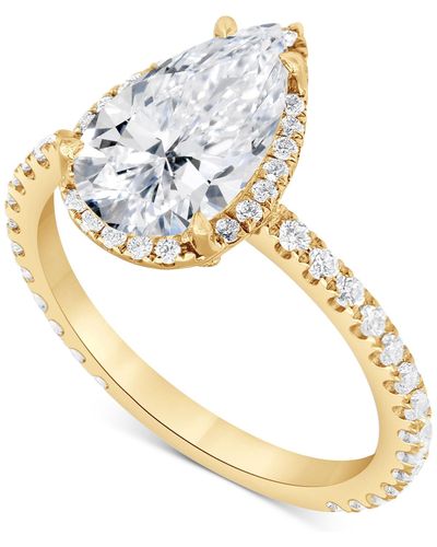 Badgley Mischka Certified Lab Grown Diamond Pear-cut Halo Engagement Ring (2-1/2 Ct. T.w. - Metallic