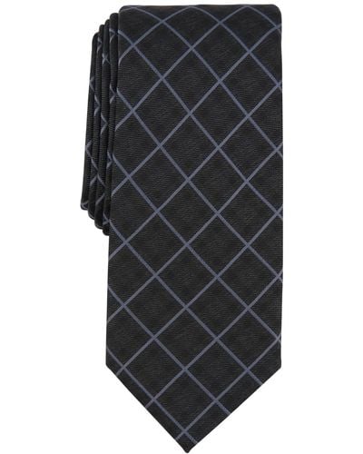 Alfani Mathison Grid Slim Tie - Gray