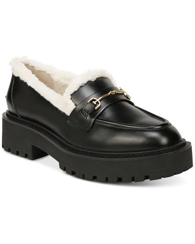 Sam Edelman Laurs Faux-fur Lug-sole Tailored Loafers - Black