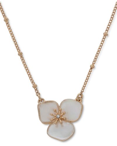Lonna & Lilly Gold-tone Flower Pendant Necklace - White