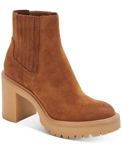 Dolce Vita Caster H2o Booties In Camel Suede - Brown