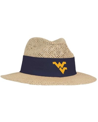 Ahead Tan West Virginia Mountaineers Wellington Gambler Straw Hat - Blue