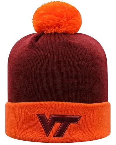 Top Of The World Maroon And Orange Virginia Tech Hokies Core 2-tone Cuffed Knit Hat - Red