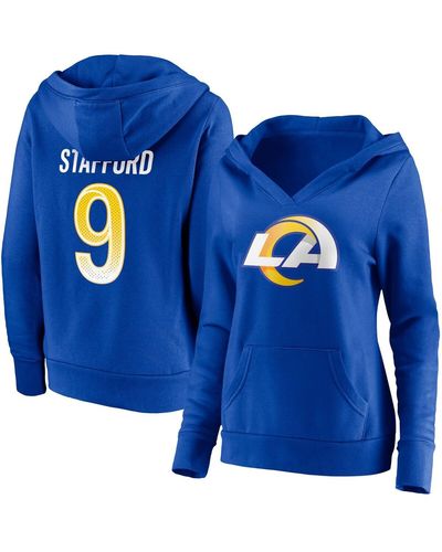 Fanatics Matthew Stafford Los Angeles Rams Player Icon Name And Number V-neck Pullover Hoodie - Blue