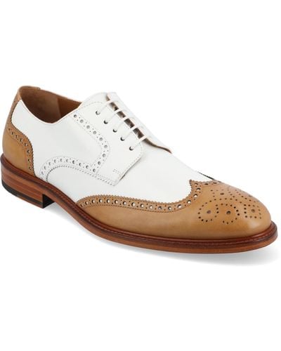 Taft Spectator Handcrafted Leather Brogue Wingtip Oxford Lace-up Dress Shoe - White