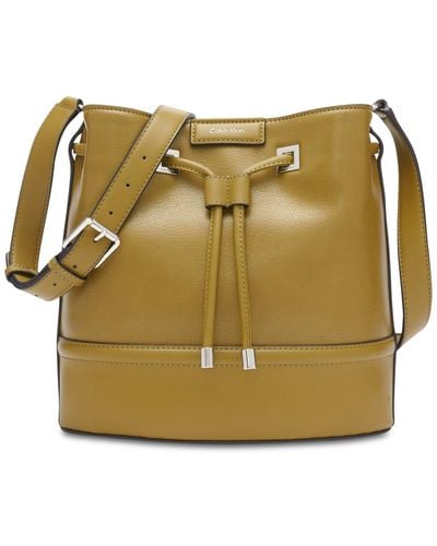Calvin Klein Ash Drawstring Adjustable Bucket Bag - Green
