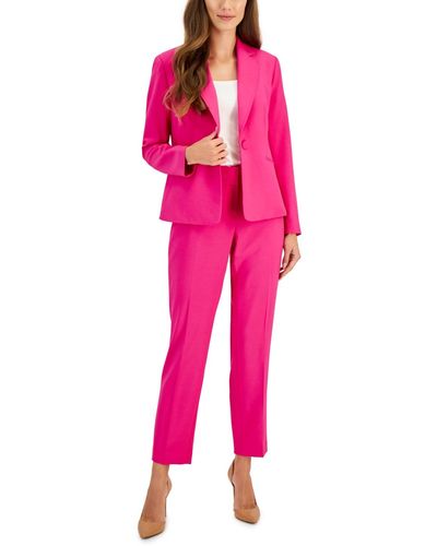 Le Suit Women's Size 12 Petites Stretch Crepe Slim Fit Pantsuit Combo  Red/Black