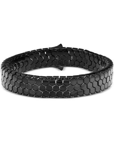 Black Jack Jewelry Jack Hexagon Honeycomb Textured Link Bracelet - Black