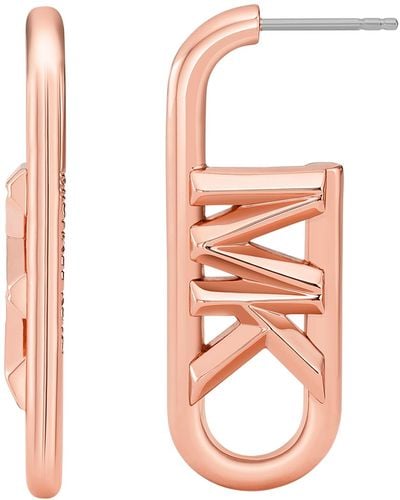 Michael Kors Brass Vertical Empire Link Stud Earrings - Pink