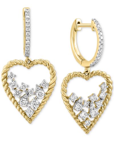 Effy Effy® Diamond Scattered Cluster Heart Drop Earrings (1/2 Ct. T.w.) In 14k Gold - Metallic