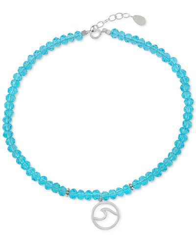 Giani Bernini Bead Wave Charm Ankle Bracelet - Blue