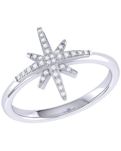 LuvMyJewelry North Star Design Sterling Silver Diamond Ring - White