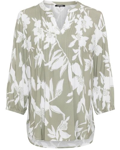 Olsen Pure Viscose 3/4 Sleeve Abstract Floral Tunic Blouse - Green