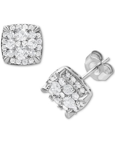 Macy's Diamond Square Cluster Stud Earrings (1 Ct. T.w. - Metallic