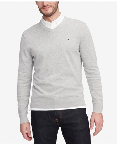 Tommy Hilfiger Essential Solid V-neck Sweater - Gray