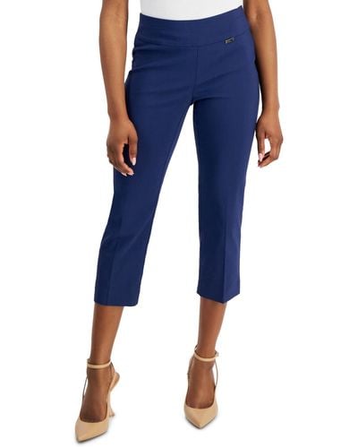 INC International Concepts Petite Mid-rise Straight-leg Capri Pants - Blue