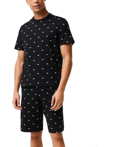 Lacoste 2-pc. T-shirt & Shorts Pajama Set - Black