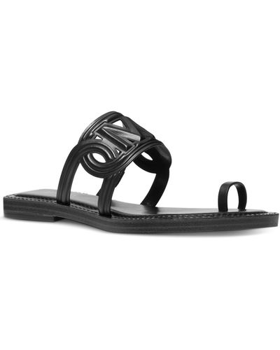 Michael Kors Michael Alma Logo-strap Flat Sandals - Black