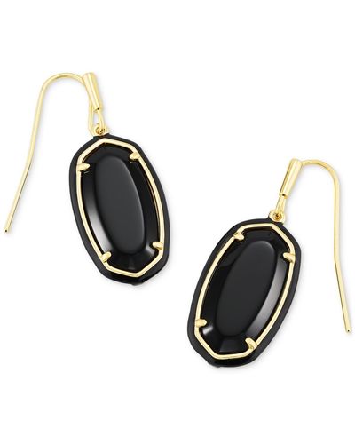 Kendra Scott 14k Gold-plated Oval Stone Drop Earrings - Black