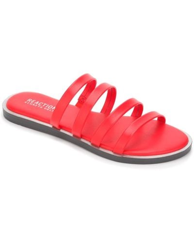 Kenneth Cole Sloan Four Band Slide Flat Sandals - Red
