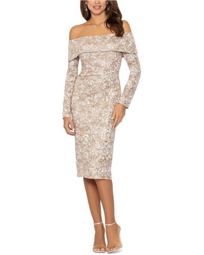 Xscape Off-the-shoulder Sequinned Lace Sheath Dress - White
