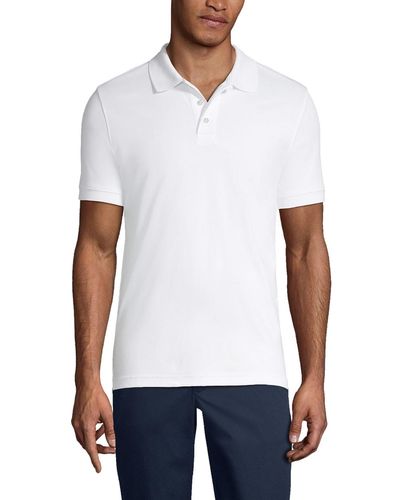 Lands' End School Uniform Short Sleeve Tailored Fit Interlock Polo Shirt - White