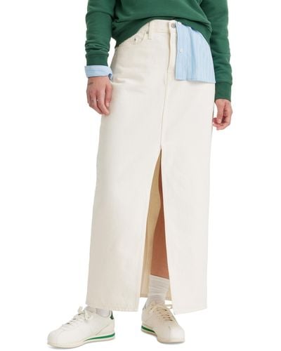 Levi's Cotton Denim Front-slit Ankle Column Skirt - Multicolor