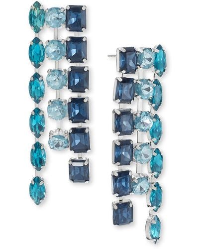 INC International Concepts Mixed-metal Crystal Linear Earrings - Blue
