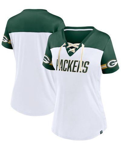 Fanatics Green Bay Packers Dueling Slant V-neck Lace-up T-shirt