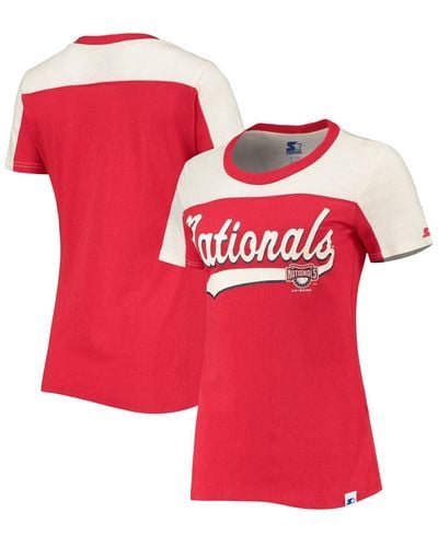 Starter Red And White Washington Nationals Kick Start T-shirt