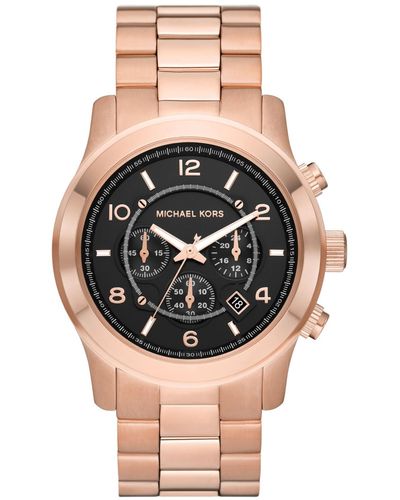 Michael Kors Mk9123 - Runway Chronograph Rose Gold-tone Stainless Steel Watch - Pink