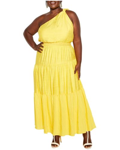 City Chic Plus Size Kylieigh Dress - Yellow