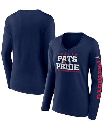 Fanatics New England Patriots Hometown Sweep Long Sleeve V-neck T-shirt - Blue