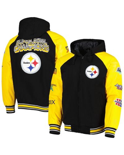 G-III 4Her by Carl Banks Pittsburgh Steelers Defender Raglan Full-zip Hoodie Varsity Jacket - Yellow