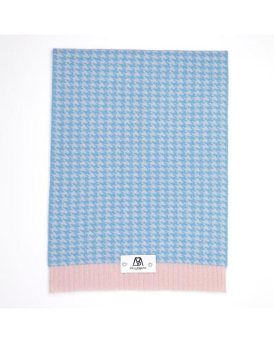 Bellemere New York Bellemere Houndstooth Cashmere Ribbed Scarf - Blue