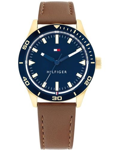 Tommy Hilfiger Leather Strap Watch 38mm - Brown