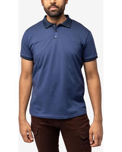 Xray Jeans X-ray Short Sleeve Pieced Pique Tipped Polo - Blue