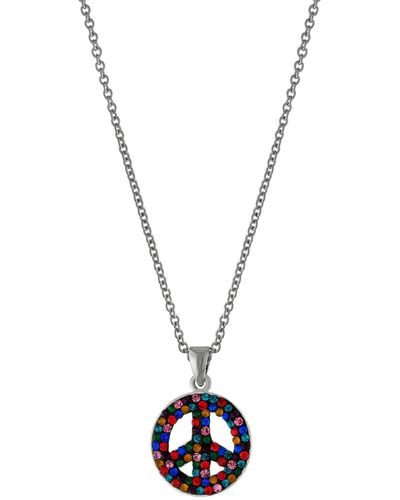 Macy's Rainbow Color Crystal Peace Sign Pendant Necklace - Metallic